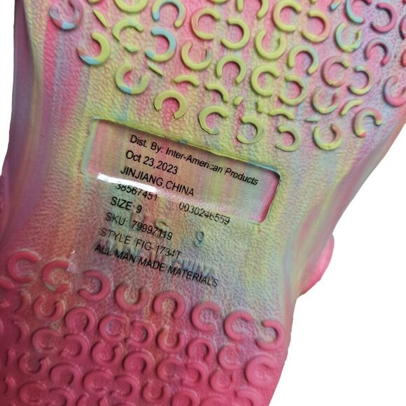 NWT Toddler Rainbow Clogs Size 9 Pink Tie-Dye Clogs With Cloud Charm Slip on - Picture 6 of 10